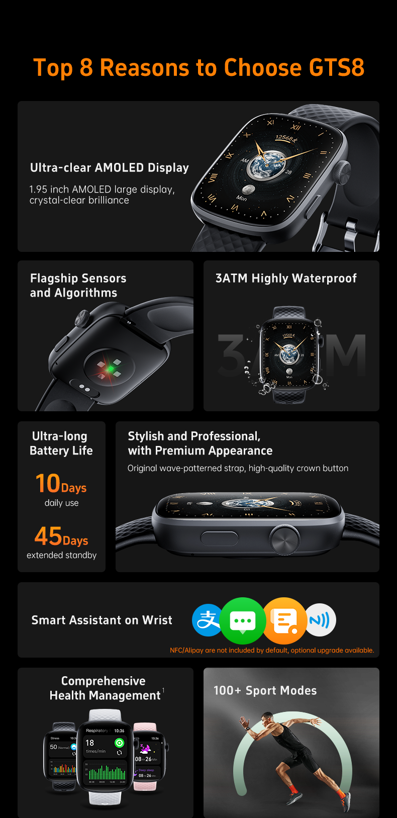 GTS8 Smart Watch 1.95” AMOLED Bluetooth Call Fitness Tracker Waterproof - Image 8